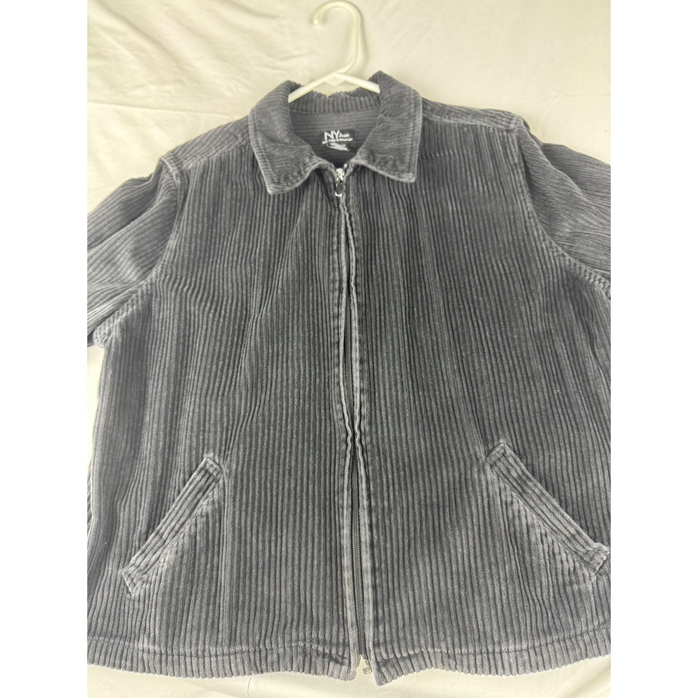 NY Threads Corduroy‎ Zip Up Jacket Charcoal Gray Casual Streetwear Mens Large